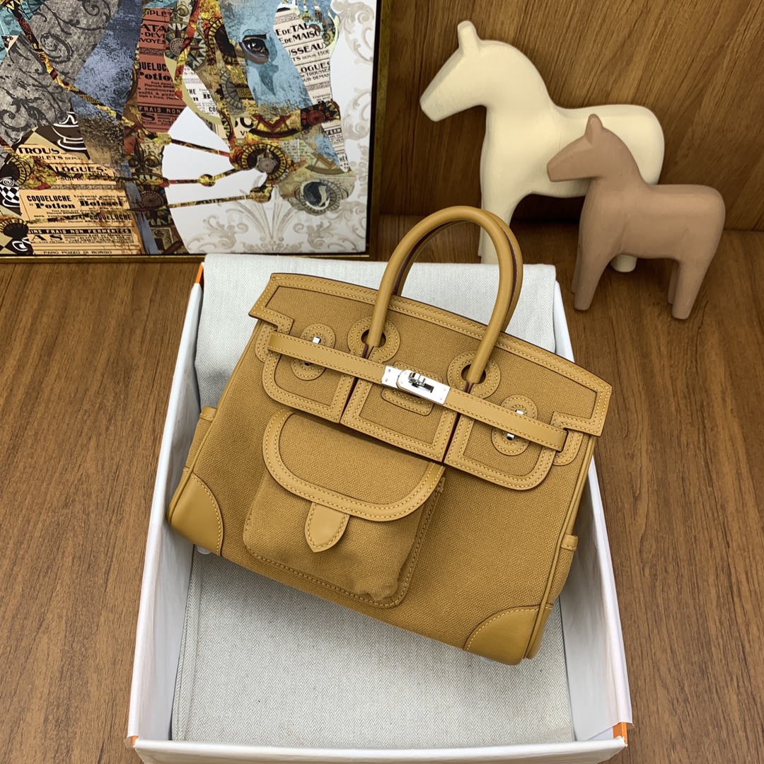 Hermes Cargo Birkin 25CM Limited Edition Canvas Handbag Sesame